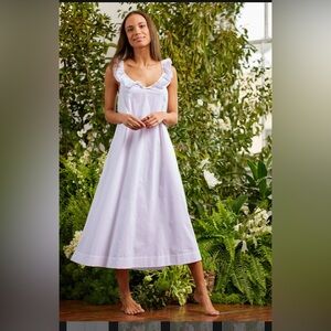LAKE Pajamas Poplin Amelia Nightgown Pajama Dress in white Women's XL